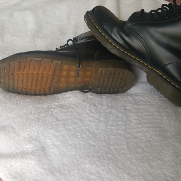 Dr. Martens used black ankle boots Sleek Black Lace-Up Combat Boots - Picture 8 of 10